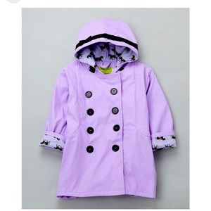Western Chief Girl's Carousel Raincoat - Lavender with Black Horse Design